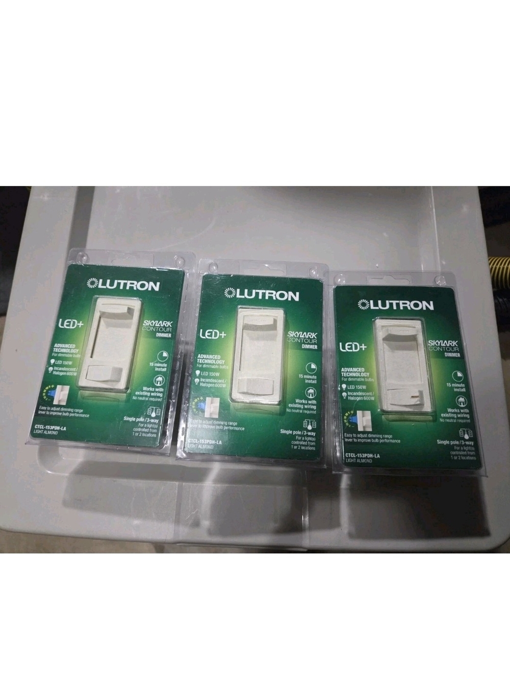 3 Lutron Skylark Contour LED+ Dimmer Switch (Model CTCL-153PDH-LA)